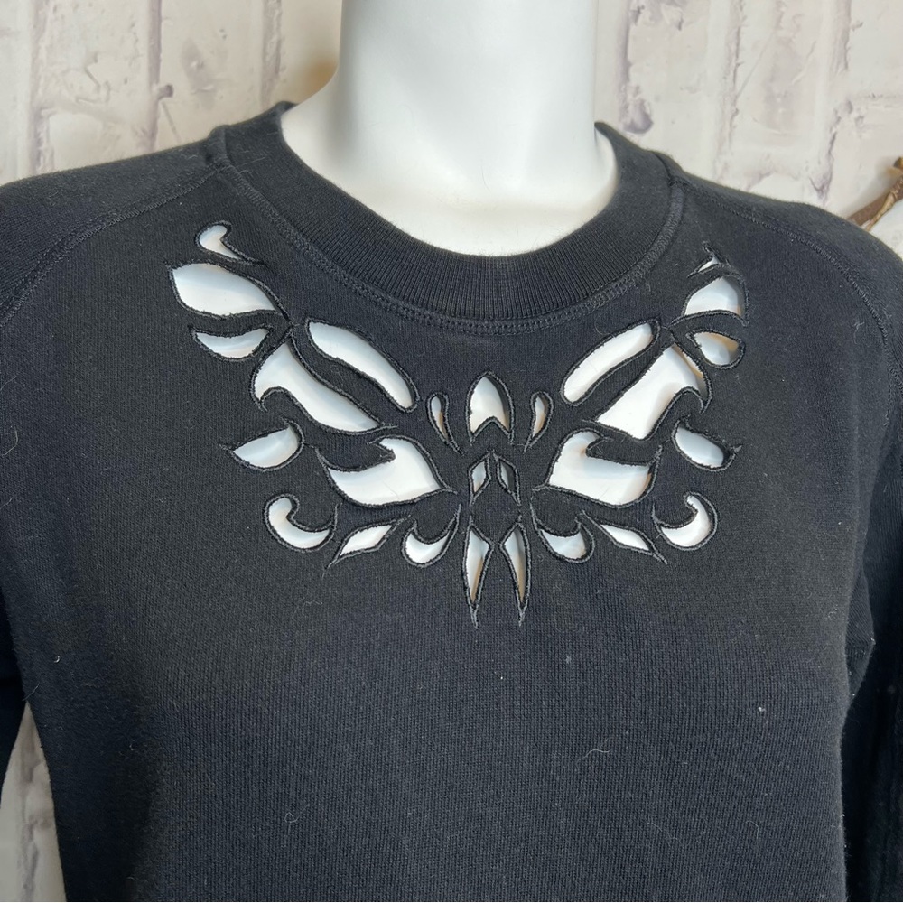 Womens The Kooples Black Cut-Out Side Zipper Sweatshirt Top M - Picture 4 of 11